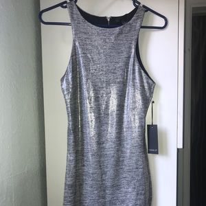 Brand new above the knee tight metallic gray dress